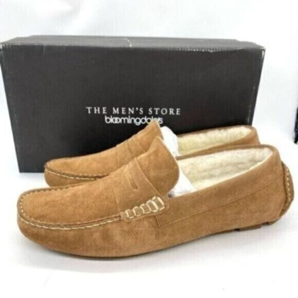 Mens Shearling Moc Toe Loafer Slippers Tan Suede Size 8 New main image 11